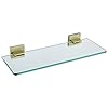 KOKOSIRI Wall Shelves Floating Bathroom Glass Shelf Kitchen Storage 12 x 56 Tempered Glass Wall Mounted Brushed Gold Stainless Steel B1106BG L12