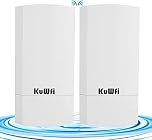 KuWFi Outdoor Wireless Bridge, 300Mbps WiFi Bridge,Indoor&Outdoor Point to Point Wireless Bridge Support 1KM Long Distance for Starlink Router, CCTV&Surveillance Camera, Ideal for Garden,Farm