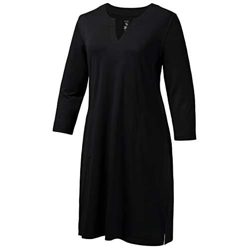 Lightbare Women’s 3/4 Sleeve Dress With Pockets Upf 50+ Casual Sun Dress Breathable Quick Dry For Beach Hiking Outdoors Party Black #TOP3