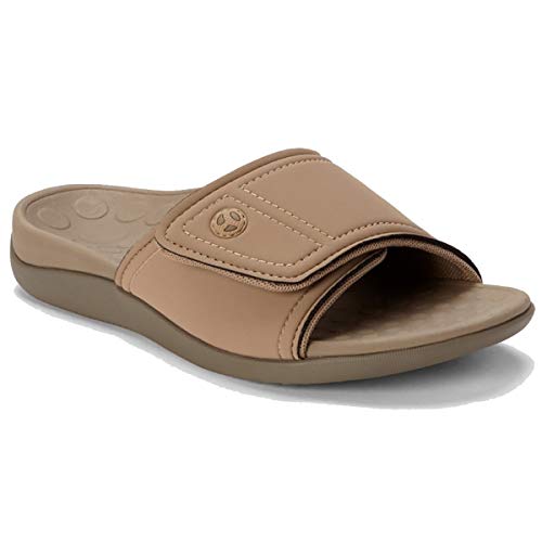 Vionic Includes Orthaheel Technology Unisex Kiwi Sandals Includes Bonus Plantar Fasciitis Foot Roller Camel and Khaki Men's 9 Women's 10