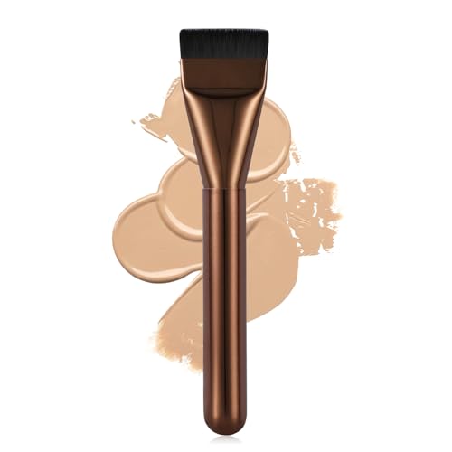 BEAUTYFACTOR Flat Foundation Brush Korean Makeup Brush Spatula Facial Brush for Liquid Foundation Premium Face Makeup Brush for Blending Cream (Coffee)