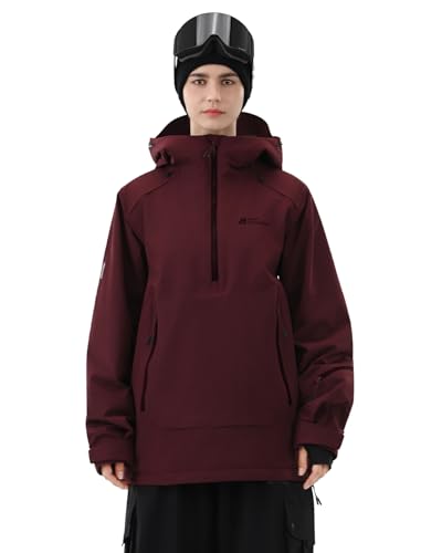 Image of Ski Jacket Women with Recco 3L Snowboard Anorak Pullover Baggy Coat Hooded Insulated Hoodie Waterproof Warm