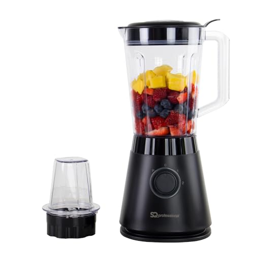SQ Professional Blitz 600W Blender with 1.5L Plastic Measuring Jug & Grinder - Ice Crush Function,...