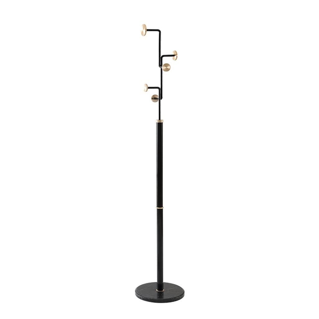 Household Floor Coat Rack Wrought Iron Freestanding Modern Simple Hanger Bedroom Corridor Hanging Bag Standing Coat Rack(Black)