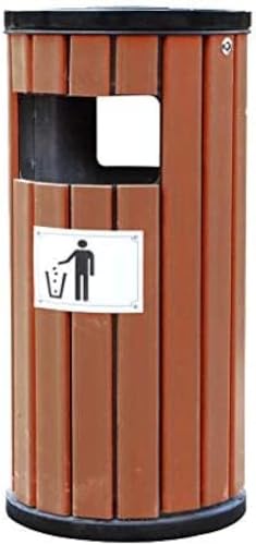 Large Outdoor Metal Trash Can with Ashtray - Round Waste Recycling & Compost Bin for Indoor/Outdoor Use, 15.76 x 36.25 Inch – Durable, Weather-Resistant Design