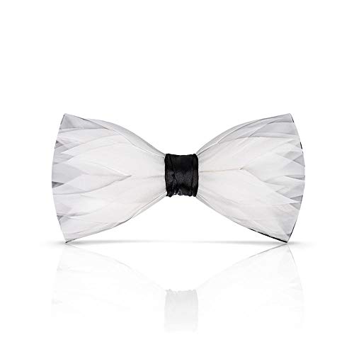 Image of Feather Bow Ties for Men Original Luxury Elegant Wedding Bow Tie Pre-Tied Handmade Mens Bowties for Tuxedo