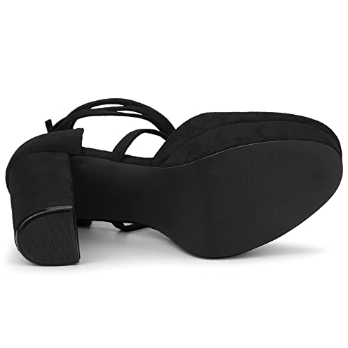 Allegra K A21092800UX0960 Women'S Platform Block Heel Black Lace Up Pumps Sandals 9 M Us thumb #4