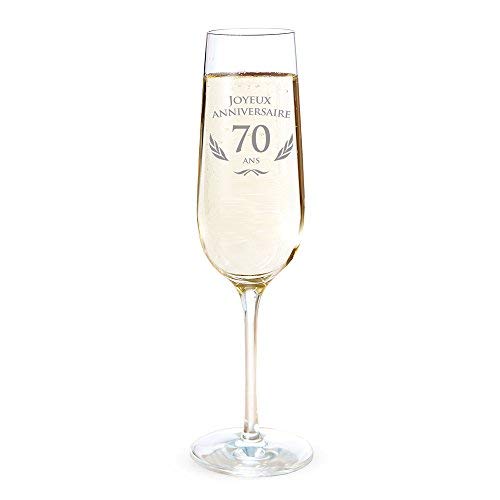 AMAVEL - Flûte de Champagne avec Gravure pour Les 70 Ans - Cadeau d'anniversaire pour Hommes et Femmes - Idée Cadeau pour Femmes - Verre à Champagne et vin Mousseux - Flûte de Champagne - Standard
