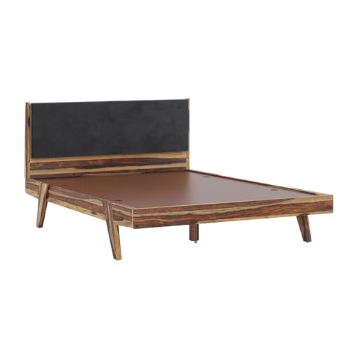 Image of Wakefit Bed | Queen (78x60) Sheesham Wood Bed Upholstered, Without Storage | 3 Year Warranty | Lynx - Burma Brown