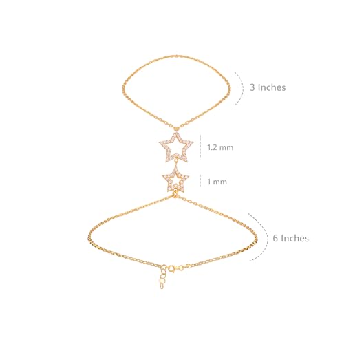 18K Gold Vermeil Bracelet Ring Hand Chain, Adjustable Finger Bracelet, Dainty Charm Hand Jewelry for Women, Birthday Gift for Her3