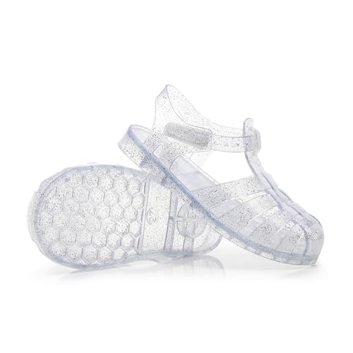 Dongni Princess Costumes Jelly Flats Shoes, Closed toe beach summer shoes Dress Up Sandals for Little Girls, Toddler or Kids