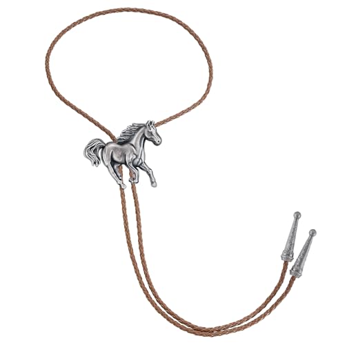 Image of GelConnie Bolo Ties for Men Women Western Cowboy Tie Mens Western Necklace Leather Necktie Gold Bolero Tie Cowboy Necklace