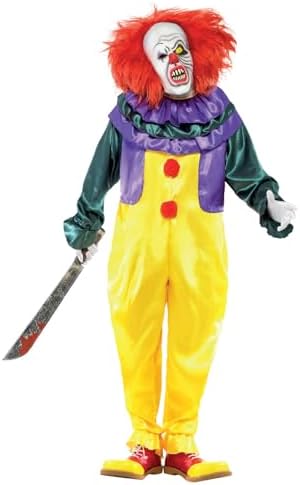 Smiffys Costume clown horreur classique, Multicolore, avec combinaison-pantalon & masque Halloween