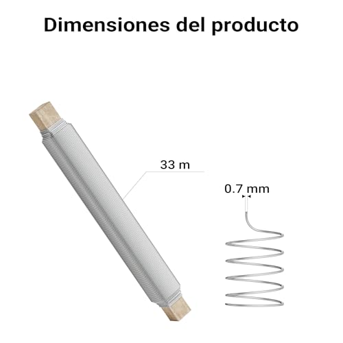 WilTec Alambre para Manualidades Ø 0,7 mm Aprox. 33 m Acero galvanizado Natural Hilo de Acero Flexible y Resistente Bobina de Madera para artesanías, Bricolaje, floristería, bisutería, jardinería - imagen 3