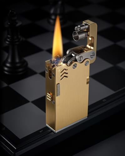 Encendedor Thorens clásico recargable de bronce dorado miniatura 3