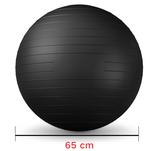 Image of Exercise Ball Pilates Yoga Ball Anti-Burst and Slip Resistant - for Fitness, Pregnancy, Stability, Balance, Core Workout - Red Training Ball w /Pump for Home Office Gym