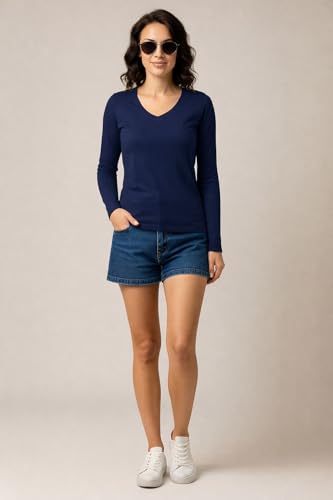 Image of JUNEBERRY Pure Cotton Regular Fit Solid Full Sleeve T-Shirt for Women & Girls (Sizes: S to 2XL)