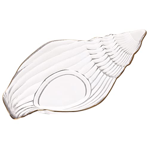 LABRIMP Piatto Da Frutta in Vetro Bordo Dorato Design Conchiglia, Insalatiera in Vetro Trasparente Multiuso, Vassoio Portaoggetti Per Snack e Caramelle, Adatto Per Famiglia e Banchetti