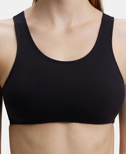 Image of Jockey 1582 Women's Super Combed Cotton Elastane Stretch Slip On Crop Top with Stay Fresh Treatment Pack of 2