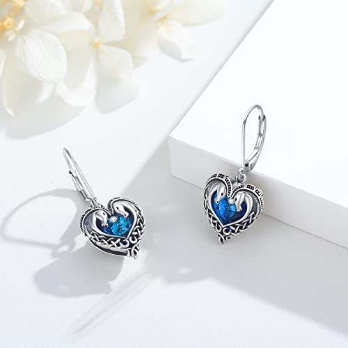 Horse/Dragon/Wolf Earrings for Women 925 Sterling Silver Celtic Knot Horse/Dragon/Wolf Earrings with Crystal Animal Jewelry Gifts for Women Girls2