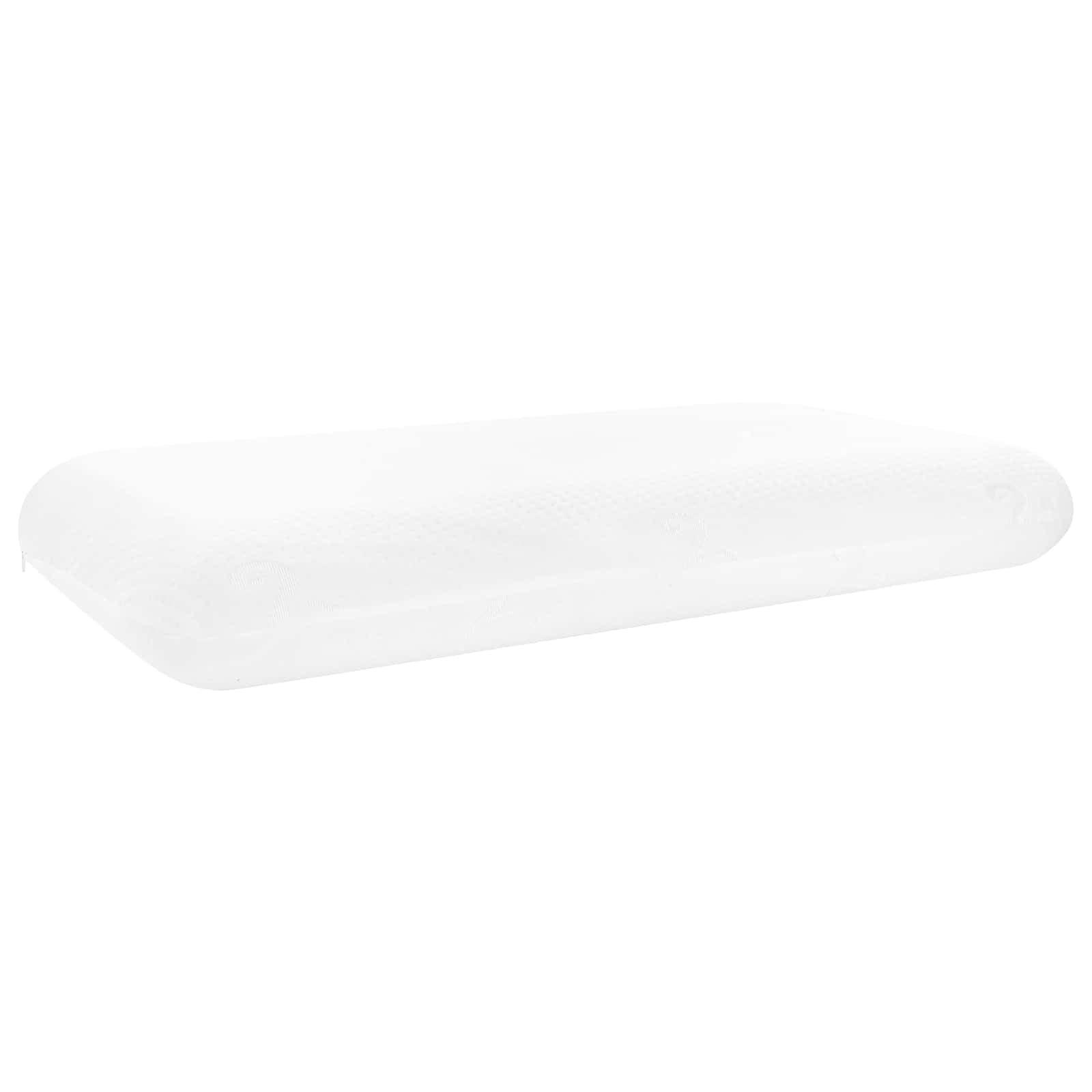 Cojín de sueño rectangular blanco, 74 x 39 x 13 cm, cojín hipoalergénico de espuma de memoria de alta densidad con funda de poliéster suave, diseñado para apoyar el cuello