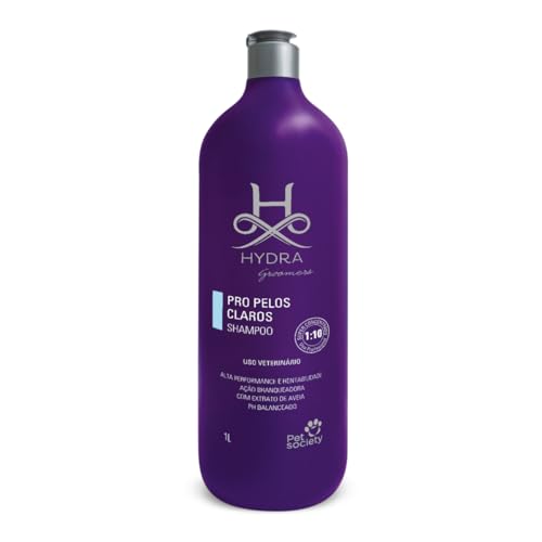 Kit Shampoo Pelos Claros e Condicionador Pro Brilho E Desembaraço 1l Hydra Groomers Pet society Cães