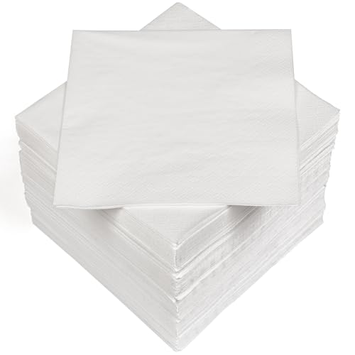 HEKU 100 einfarbige Servietten, 3-lagig, 33x33cm I Einheitliche Qualität für Veranstaltungen & Gastronomie I Praktische 5er-Packung I Hoch saugfähig und stilvoll, weiß
