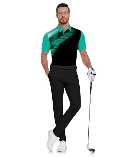 Mens Polo Shirts Short Sleeve Printed Quick‑Dry Golf Tops - image 2