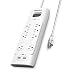 Huntkey Power Strip Surge Protector, 8 Outlets Extender with 2 Smart USB Charging Ports (5V/2.4A) and Wire Organizer, 6 Foot Extension Cord