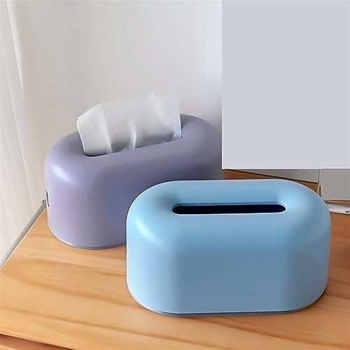 Tissue Box Cover Creative Plastic (Suitable for Bedroom/Kitchen/Bathroom) Stylish Tabletop Tissue Box(Purple)