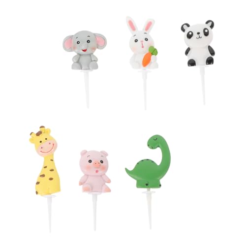 SUPVOX 6 Piezas Adornos de resina animal decoraciones de pastel de cumpleaños decoración de cerdo de dibujos animados Lindos animales decoración de mesa accesorio de adorno de pastel