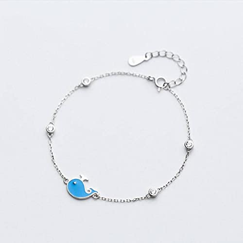 Bracelet bijou de main baleine bleue en argent S925 femme