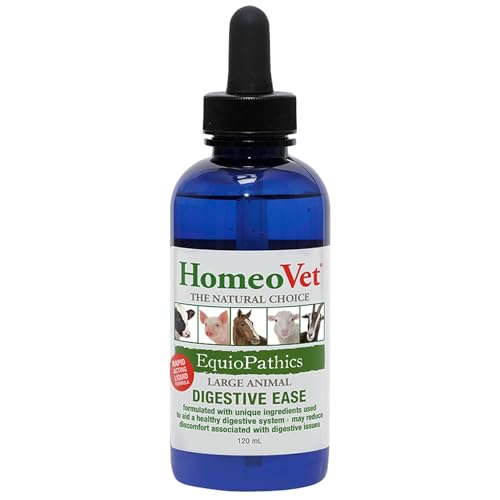 HomeoVet Equine Digestive Ease 120mL | Natural Digestive Support for Horses, Donkeys & Cattle | Helps Ease Flatulence & Gas Discomfort | Homeopathic Liquid Drops | Suitable for All Large Animals