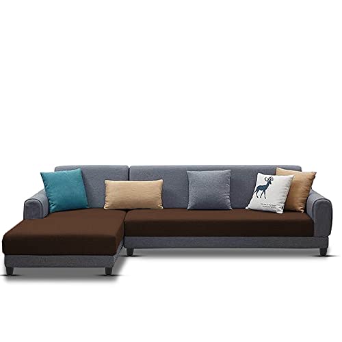 Image of Kraven LHS 6 Seater L Shape Sofa Set for Living Room (Brown Grey Fabric)