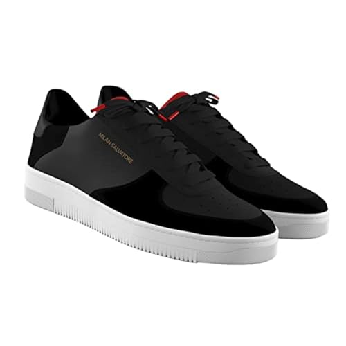Men's Black Everyday Sneaker - Black Sneakers Shoes for Men - Classic Premium Italian Leather Walking & Casual Fashion Sneakers Shoes with Comfort Lace Up2