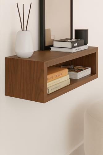 Image of Solid Wood Entertainment Floating Tv Unit for Living Room | Floating Media Tv Cabinet | Natural Finish Color and Size Off (Natural, Small 40 CM)