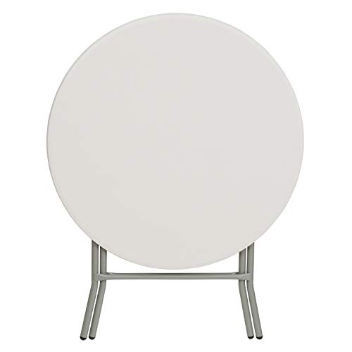 EMMA + OLIVER 2.63-Foot Round White Plastic Folding Banquet and Event Table