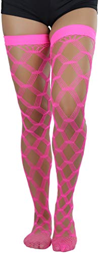 ToBeInStyle Women’s Multi-Strand Large Diamond Fence Net Thigh High Stockings
