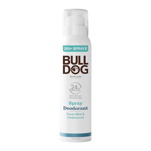 Bulldog Skincare | Fresh Mint & Cedarwood Spray Deodorant - 24 Hour Protection Fresh Scent 125ml