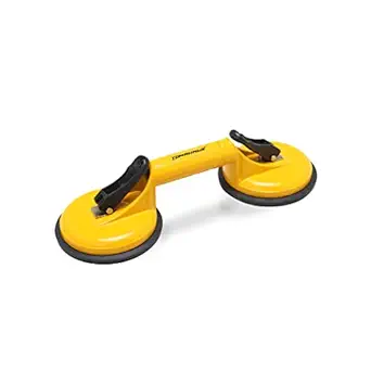 TOMAHAWK Glass Vacuum Suction Cup with Aluminium Handle for for Lifting and Moving Heavy Glass Sheets, Body Panels, Metal, Window Panes, Marble - 2 Head Glass Lifter Puller, Pack of 1