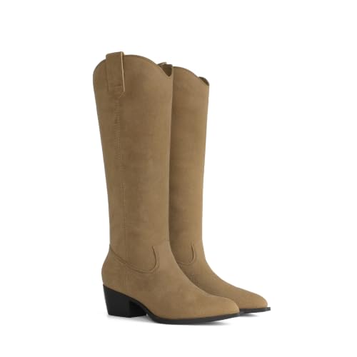 DREAM PAIRS Suede Knee High Fall Tall Boots for Women,Taupe,6 - image 8