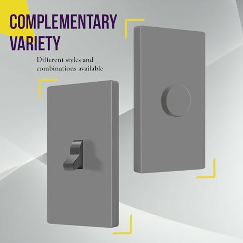 Image of ENERLITES Screwless Toggle Switch Wall Plate, Child Safe Light Switch Cover, Standard Size 1-Gang 4.68 inch x 2.93 inch, Unbreakable Polycarbonate Thermoplastic, UL Listed, SI8811-GY5P, Glossy, Gray, 5 Pack