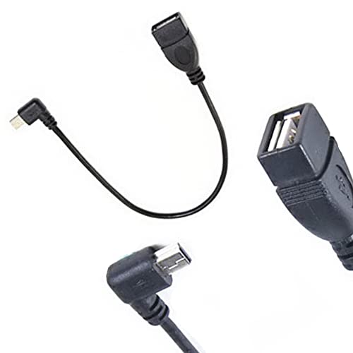 Mini 5Pin ケーブル USB2.0 (メス) - Mini 5Pin (L型左向オス) 変換アダプタ キコネクタ付き 高速 480Mbpsのデータ転送同期リード 、Mini 5Pin 延長ケーブル 25CM