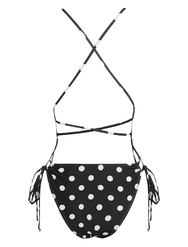 Image of ZAFUL Women Plunging One Piece Swimsuit Backless Cross Tie High Cut Thong One-Piece Bathing Suit