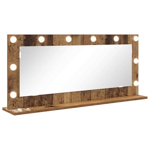 vidaXL Espejo de Tocador Rectangular Madera Vieja 100 x 45 x 18 cm, Espejo para Dormitorio, diseño Moderno, Vidrio Elegante, iluminación LED, Pieza Decorativa para arreglarte