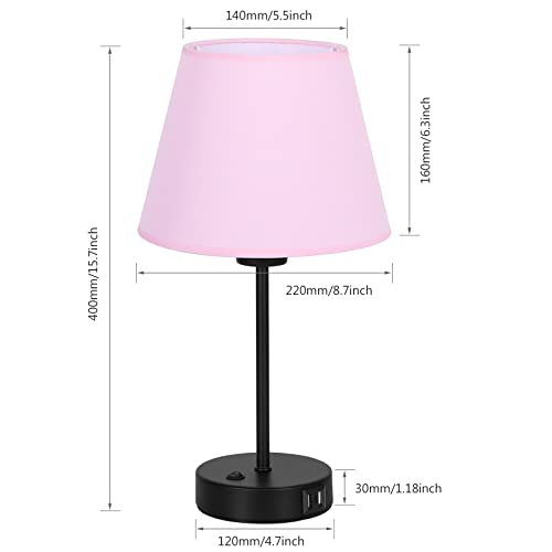 Js Nova Juns JS112 Table Lamps With Usb Ports, Nightstand Lamps Set Of 2 With Fabric Shade thumb #1
