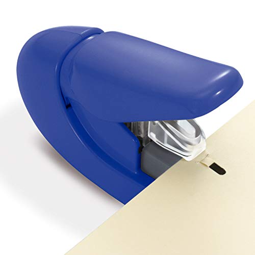 Image of Plus PAPER CLINCH Compact NAVY BLUE Heavy Duty, Light, Staple Free Stapler (31252)
