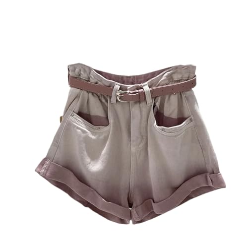Short en jean pour femme taille haute violet ample en dégradé mode d'été taille L