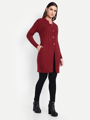 Image of HAUTEMODA Women's Wool Banded Collar Cardigan