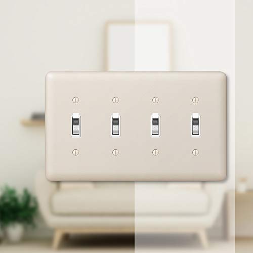Image of Amerelle 935T4AL Devon Wallplate, 4 Toggle, Steel, Light Almond, 1-Pack
